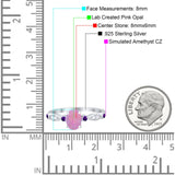 Vintage Style Oval Bridal Wedding Engagement Ring Round Amethyst Simulated Cubic Zirconia 925 Sterling Silver