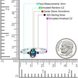 Vintage Style Oval Bridal Wedding Engagement Ring Round Amethyst Simulated Cubic Zirconia 925 Sterling Silver