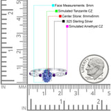 Vintage Style Oval Bridal Wedding Engagement Ring Round Amethyst Simulated Cubic Zirconia 925 Sterling Silver