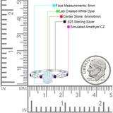 Vintage Style Oval Bridal Wedding Engagement Ring Round Amethyst Simulated Cubic Zirconia 925 Sterling Silver