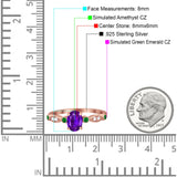 Vintage Style Oval Bridal Wedding Engagement Ring Round Green Emerald Simulated Cubic Zirconia 925 Sterling Silver