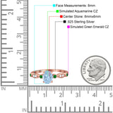 Vintage Style Oval Bridal Wedding Engagement Ring Round Green Emerald Simulated Cubic Zirconia 925 Sterling Silver