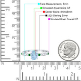 Vintage Style Oval Bridal Wedding Engagement Ring Round Green Emerald Simulated Cubic Zirconia 925 Sterling Silver