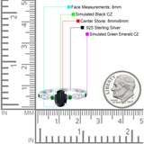 Vintage Style Oval Bridal Wedding Engagement Ring Round Green Emerald Simulated Cubic Zirconia 925 Sterling Silver