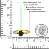 Vintage Style Oval Bridal Wedding Engagement Ring Round Green Emerald Simulated Cubic Zirconia 925 Sterling Silver