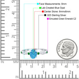 Vintage Style Oval Bridal Wedding Engagement Ring Round Green Emerald Simulated Cubic Zirconia 925 Sterling Silver