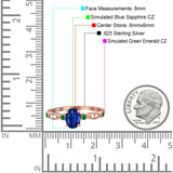 Vintage Style Oval Bridal Wedding Engagement Ring Round Green Emerald Simulated Cubic Zirconia 925 Sterling Silver