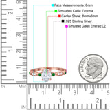 Vintage Style Oval Bridal Wedding Engagement Ring Round Green Emerald Simulated Cubic Zirconia 925 Sterling Silver