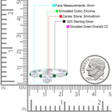 Vintage Style Oval Bridal Wedding Engagement Ring Round Green Emerald Simulated Cubic Zirconia 925 Sterling Silver