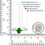 Vintage Style Oval Bridal Wedding Engagement Ring Round Green Emerald Simulated Cubic Zirconia 925 Sterling Silver