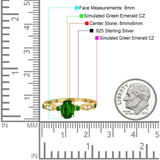Vintage Style Oval Bridal Wedding Engagement Ring Round Green Emerald Simulated Cubic Zirconia 925 Sterling Silver