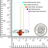 Vintage Style Oval Bridal Wedding Engagement Ring Round Green Emerald Simulated Cubic Zirconia 925 Sterling Silver