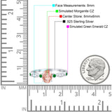 Vintage Style Oval Bridal Wedding Engagement Ring Round Green Emerald Simulated Cubic Zirconia 925 Sterling Silver