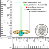 Vintage Style Oval Bridal Wedding Engagement Ring Round Green Emerald Simulated Cubic Zirconia 925 Sterling Silver