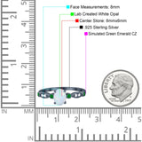 Vintage Style Oval Bridal Wedding Engagement Ring Round Green Emerald Simulated Cubic Zirconia 925 Sterling Silver