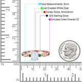 Vintage Style Oval Bridal Wedding Engagement Ring Round Green Emerald Simulated Cubic Zirconia 925 Sterling Silver