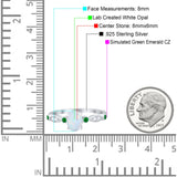 Vintage Style Oval Bridal Wedding Engagement Ring Round Green Emerald Simulated Cubic Zirconia 925 Sterling Silver