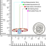 Vintage Style Oval Bridal Wedding Engagement Ring Round Ruby Simulated Cubic Zirconia 925 Sterling Silver