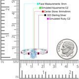 Vintage Style Oval Bridal Wedding Engagement Ring Round Ruby Simulated Cubic Zirconia 925 Sterling Silver