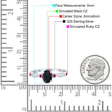 Vintage Style Oval Bridal Wedding Engagement Ring Round Ruby Simulated Cubic Zirconia 925 Sterling Silver