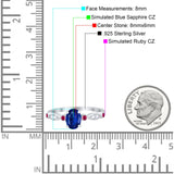 Vintage Style Oval Bridal Wedding Engagement Ring Round Ruby Simulated Cubic Zirconia 925 Sterling Silver