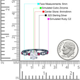 Vintage Style Oval Bridal Wedding Engagement Ring Round Ruby Simulated Cubic Zirconia 925 Sterling Silver