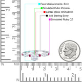 Vintage Style Oval Bridal Wedding Engagement Ring Round Ruby Simulated Cubic Zirconia 925 Sterling Silver