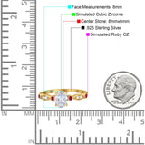 Vintage Style Oval Bridal Wedding Engagement Ring Round Ruby Simulated Cubic Zirconia 925 Sterling Silver