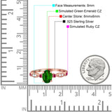 Vintage Style Oval Bridal Wedding Engagement Ring Round Ruby Simulated Cubic Zirconia 925 Sterling Silver