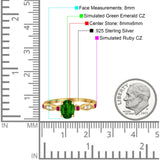 Vintage Style Oval Bridal Wedding Engagement Ring Round Ruby Simulated Cubic Zirconia 925 Sterling Silver