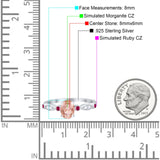 Vintage Style Oval Bridal Wedding Engagement Ring Round Ruby Simulated Cubic Zirconia 925 Sterling Silver