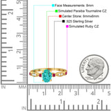 Vintage Style Oval Bridal Wedding Engagement Ring Round Ruby Simulated Cubic Zirconia 925 Sterling Silver