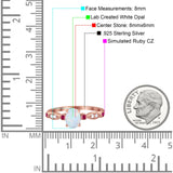 Vintage Style Oval Bridal Wedding Engagement Ring Round Ruby Simulated Cubic Zirconia 925 Sterling Silver