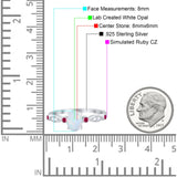 Vintage Style Oval Bridal Wedding Engagement Ring Round Ruby Simulated Cubic Zirconia 925 Sterling Silver