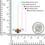 Three Stone Engagement Ring Oval Cut Round Simulated Green Emerald Cubic Zirconia 925 Sterling Silver