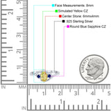 Three Stone Engagement Ring Oval Cut Round Simulated Blue Sapphire Cubic Zirconia 925 Sterling Silver