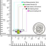 Three Stone Engagement Ring Oval Cut Round Simulated Amethyst Cubic Zirconia 925 Sterling Silver