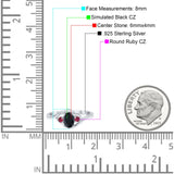 Three Stone Engagement Ring Oval Cut Round Simulated Ruby Cubic Zirconia 925 Sterling Silver