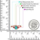 Three Stone Engagement Ring Oval Cut Round Simulated Ruby Cubic Zirconia 925 Sterling Silver