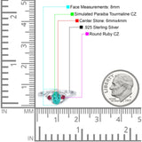 Three Stone Engagement Ring Oval Cut Round Simulated Ruby Cubic Zirconia 925 Sterling Silver