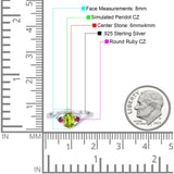 Three Stone Engagement Ring Oval Cut Round Simulated Ruby Cubic Zirconia 925 Sterling Silver