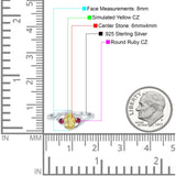 Three Stone Engagement Ring Oval Cut Round Simulated Ruby Cubic Zirconia 925 Sterling Silver