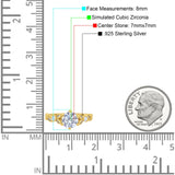 Vintage Style Round Bridal Wedding Engagement Ring Marquise Design Simulated Cubic Zirconia 925 Sterling Silver