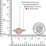 Art Deco Oval Vintage Style Bridal Wedding Engagement Ring Simulated Cubic Zirconia 925 Sterling Silver