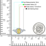 Art Deco Oval Vintage Style Bridal Wedding Engagement Ring Simulated Cubic Zirconia 925 Sterling Silver