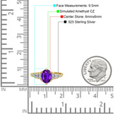 Vintage Style Oval Bridal Wedding Engagement Ring Baguette Simulated Cubic Zirconia 925 Sterling Silver