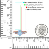Vintage Style Oval Bridal Wedding Engagement Ring Baguette Simulated Cubic Zirconia 925 Sterling Silver