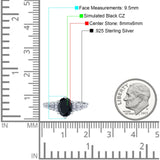 Vintage Style Oval Bridal Wedding Engagement Ring Baguette Simulated Cubic Zirconia 925 Sterling Silver