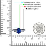 Vintage Style Oval Bridal Wedding Engagement Ring Baguette Simulated Cubic Zirconia 925 Sterling Silver