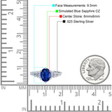 Vintage Style Oval Bridal Wedding Engagement Ring Baguette Simulated Cubic Zirconia 925 Sterling Silver